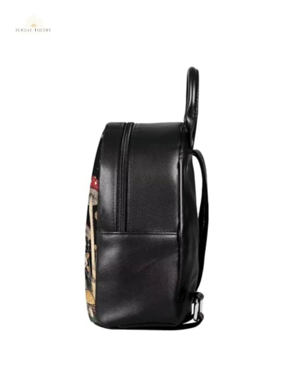 Skull Mushroom Mini Backpack PU Leather Adjustable Strap Travel Daypack